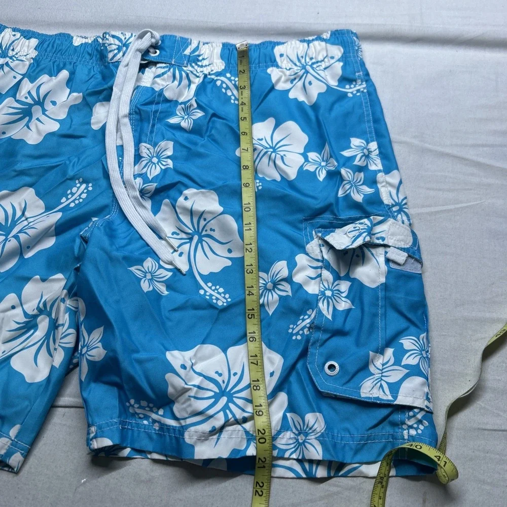 Op Mens 2XL Swimming Trunks Board Shorts Blue Tropical Floral OM13103YB